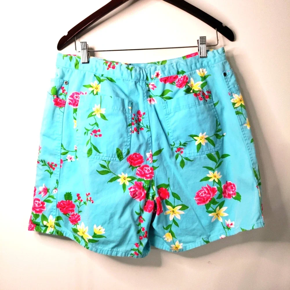 DAVID N SPORT Women 14 Floral Tropical Skort Drawstring Tennis Beach Golf Resort